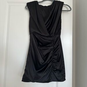 Black satin mini dress